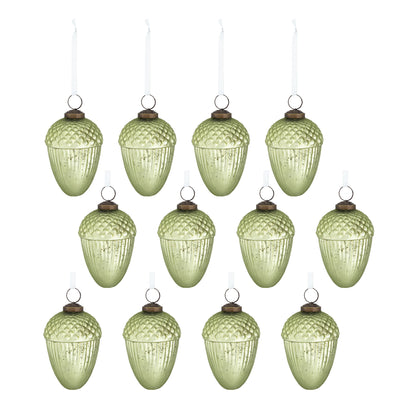 Tear Drop Ornament, Decorative Hanging Christmas Tree Ornaments For Holiday Party Decorations (Set of 12) - Green