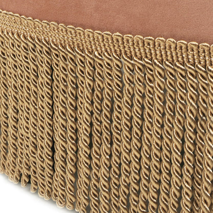 Yolanda - Round Upholstered Accent Ottoman - Peach Orange / Gold