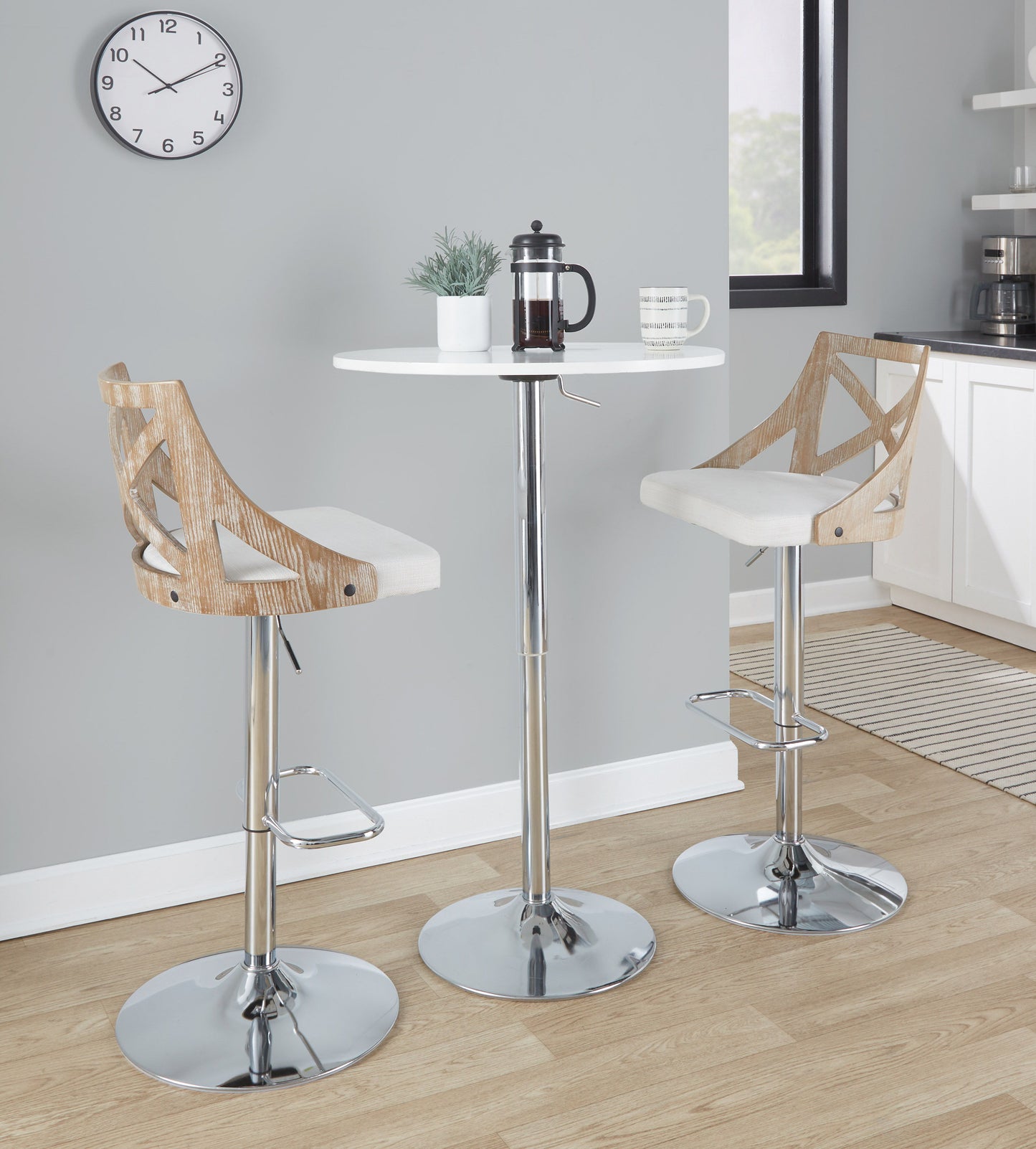 Elia - Contemporary Adjustable Bar Table - White