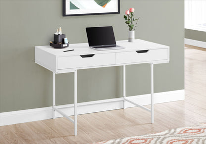 Computer Desk For Home Office, Laptop, Storage Drawers, Versatile Placement - White
