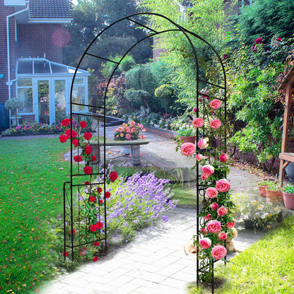 Metal Garden Arch Garden Arbor Trellis Climbing Plants Support Rose Arch Outdoor Arch - Black