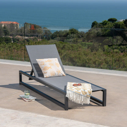 Chaise Lounge With 5 Reclining Positions, Outdoor Patio Lounge Chairs - Black / Gray