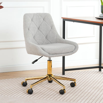 Modern Teddy Velvet Fabric Dining Chair With Gold Plated 5 Claw Legs - Gray