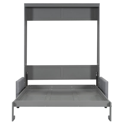 Queen Size Murphy Wall Bed With Cushion - Gray