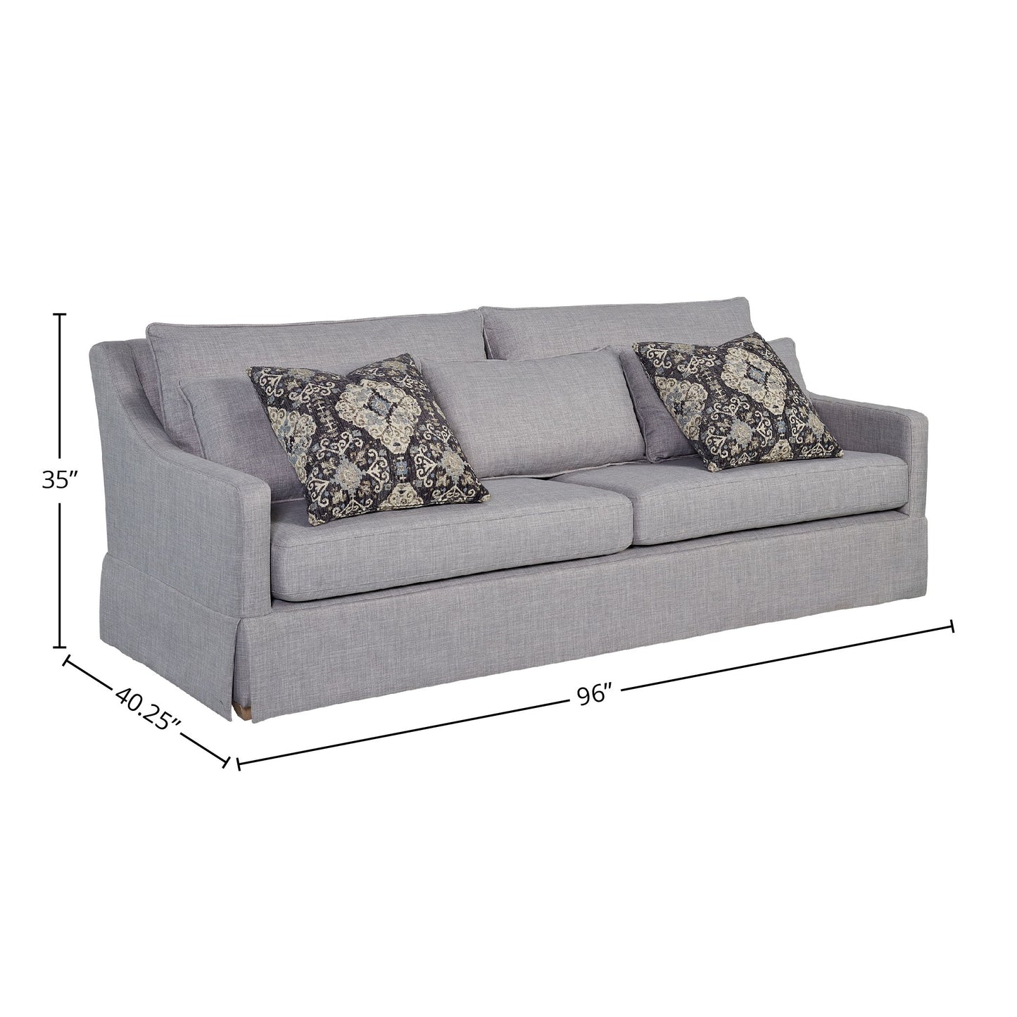 Sofa With Skirt And Reversable Cushions And 2 Pillows - Light Gray
