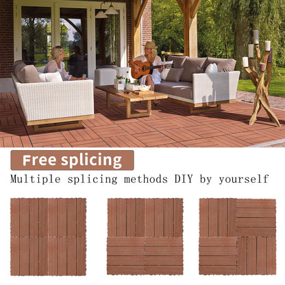 Wood Plastic Composite Deck Tiles (Set of 20), Sustainable Composite Decking Resist Rust, Water, Weather, Easy To Diy & Maintain, Ideal For Patios, Balconies, Rooftops - Mahogany