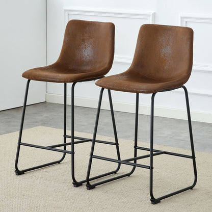 (Set of 2) Retro Bar Chairs, Comfortable Stools Suitable For Industrial And Vintage Style Settings - Brown