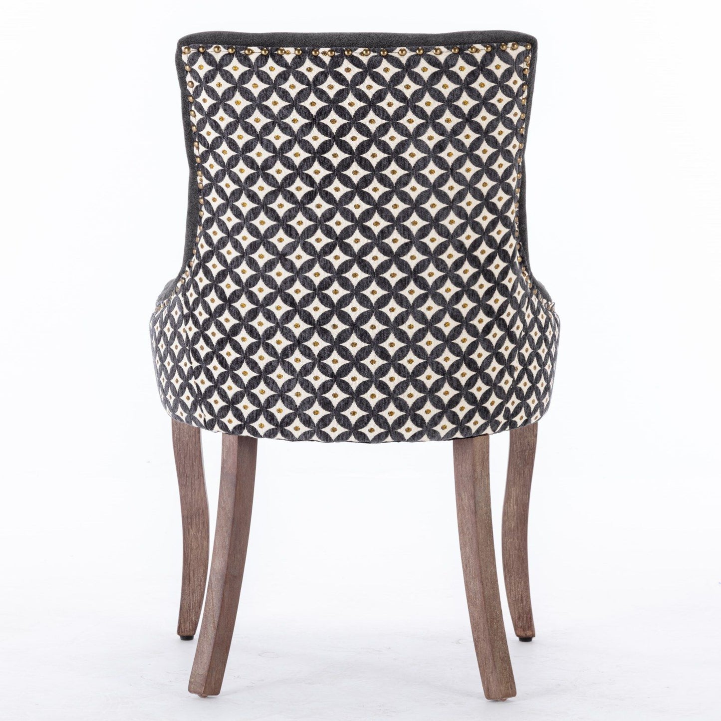 Ultra Side Dining Chair, Thickened Fabric Chairs With Neutrally Toned Solid Wood Legs, Bronze Nail Head (Set of 2) - Blue