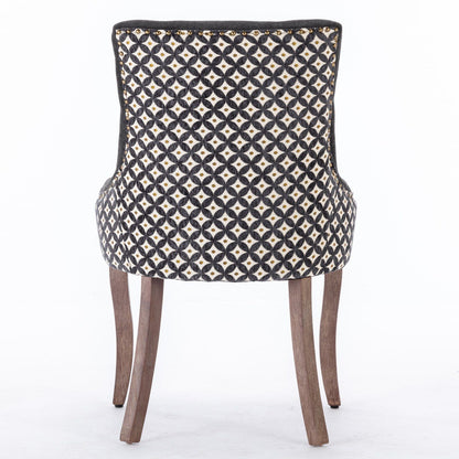 Ultra Side Dining Chair, Thickened Fabric Chairs With Neutrally Toned Solid Wood Legs, Bronze Nail Head (Set of 2) - Blue