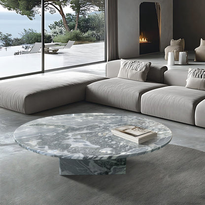 Natural Marble Coffee Table With Polished Surface For Living Room - Blue / Gray