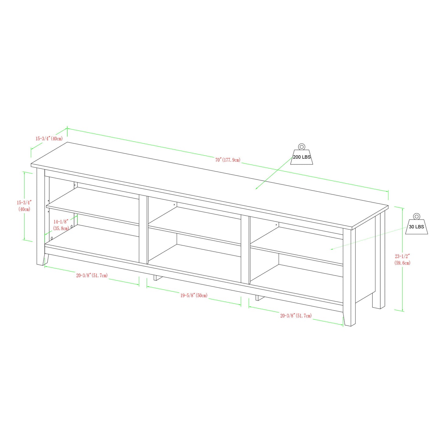 Modern Transitional 3 Shelf Open Storage 70" TV Stand For 80" TVs - Charcoal