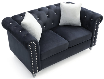 Stylish Contemporary Loveseat - Black