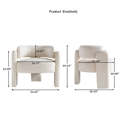 Boucle Upholstery Accent Chair - Beige