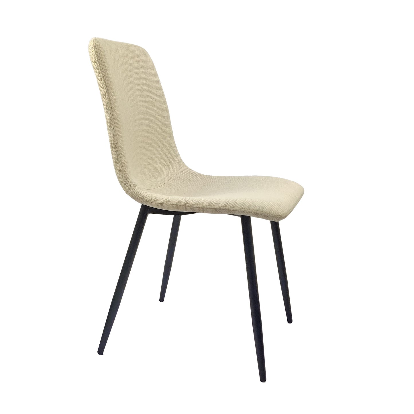 Modern Upholstered Dining Chairs (Set of 4) With Black Metal Legs And Linen Cushion Seat - Beige