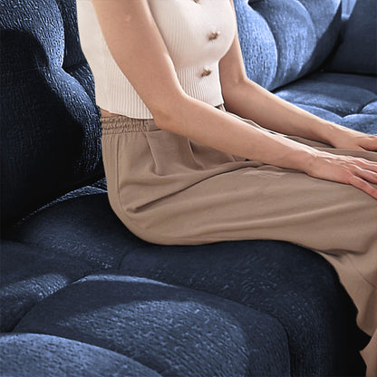 Modern 4 Seater Sofa Frame In Premium, High Resilience Cushions, Versatile Seating - Blue