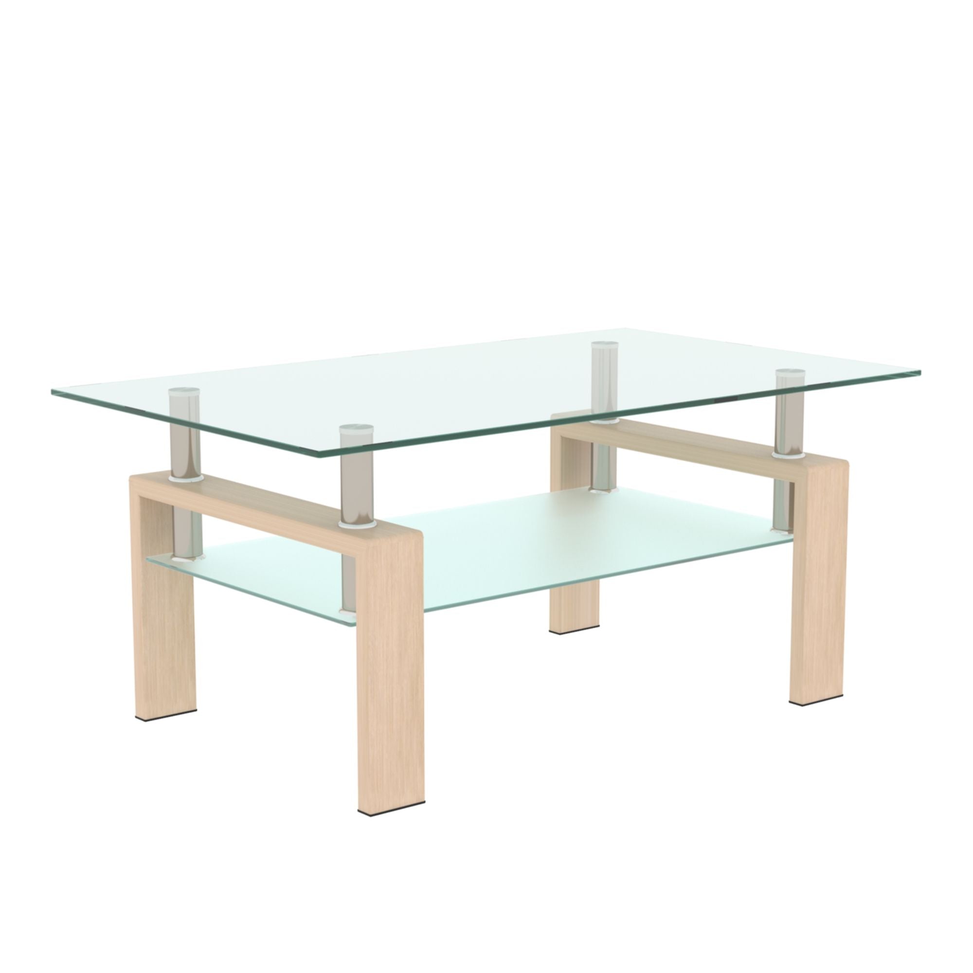 Rectangle Glass Coffee Table Modern Side Center Table For Living Room - Clear