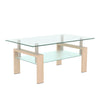 Rectangle Glass Coffee Table Modern Side Center Table For Living Room - Clear