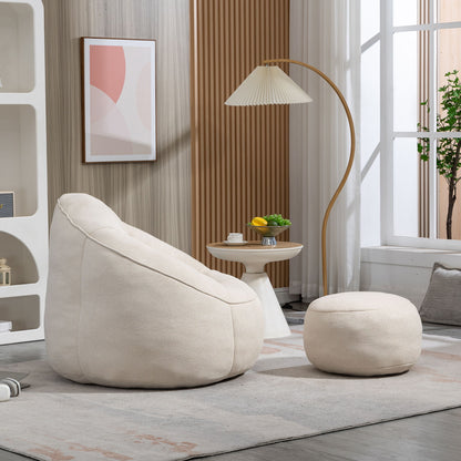 Bedding Bean Bag Sofa Chair High Pressure Foam Bean Bag Chair Adult Material With Padded Foam Padding Compressed Bean Bag With Footrest - Beige