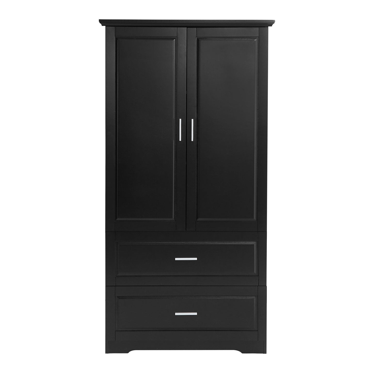 Tall Bathroom Storage Cabinet, Cabinet With 2 Doors And Drawers, Adjustable Shelf - Black