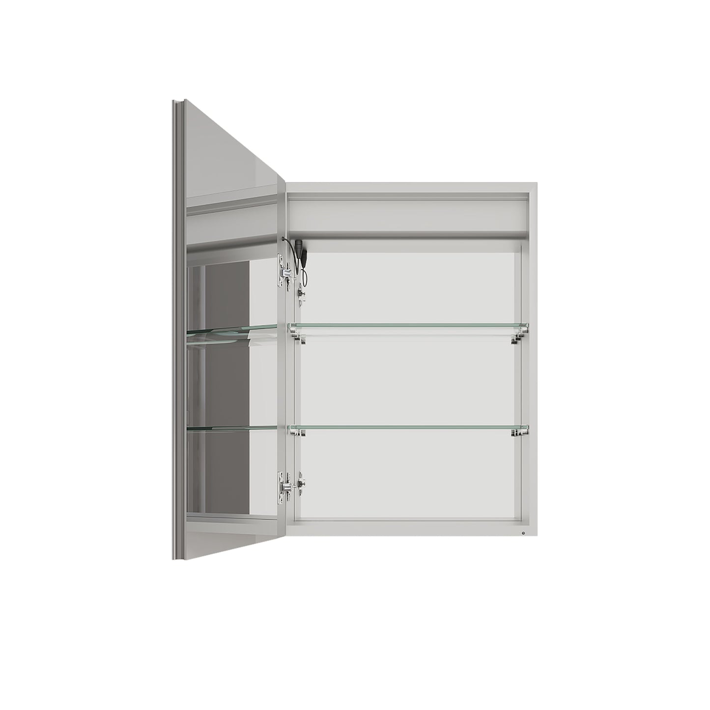 26" X 20" Bathroom Medicine Cabinet With LED Mirror, Anti-Fog, Waterproof, 3000K~6000K Single Door Lighted Bathroom Cabinet With Touch Swich, Dimmable, Recessed Or Surface Mount (Left Door) - Silver