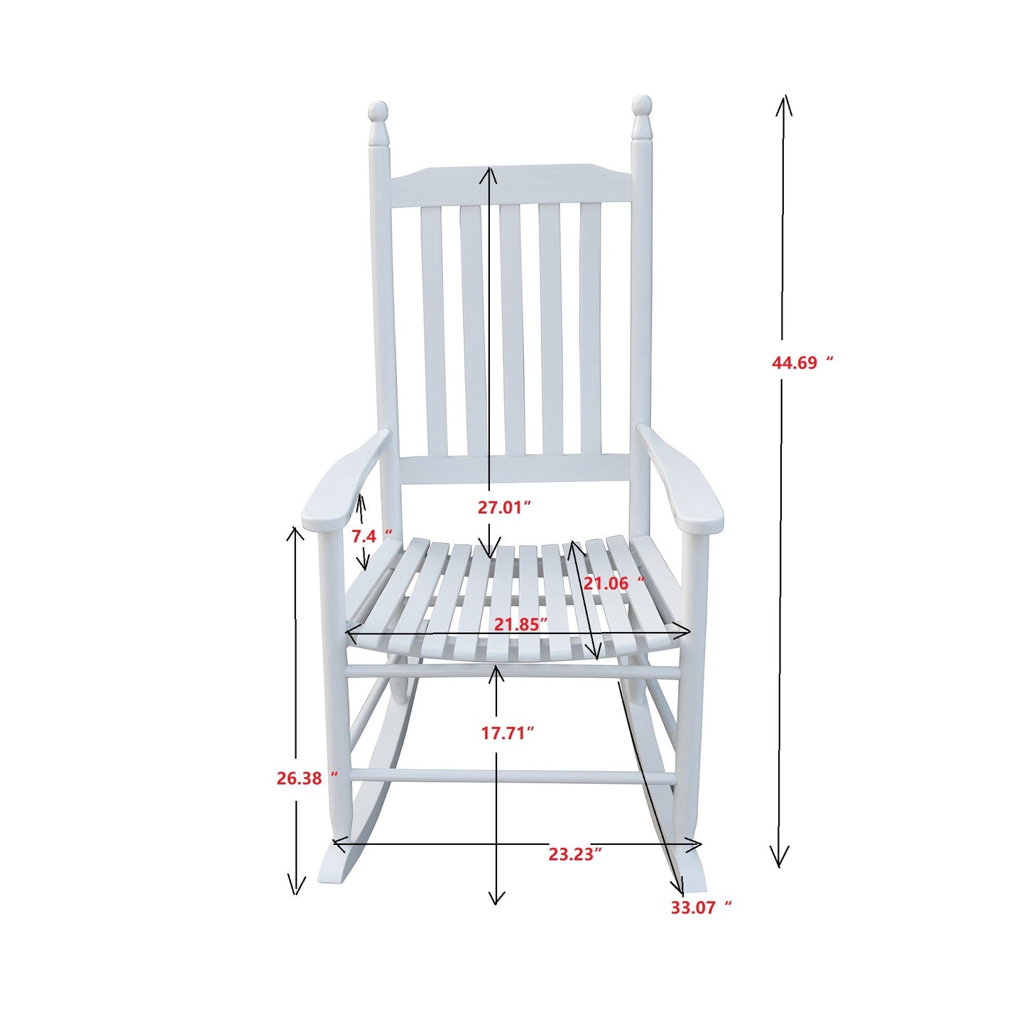 Wooden Porch Rocker Chair, Without Mat - White