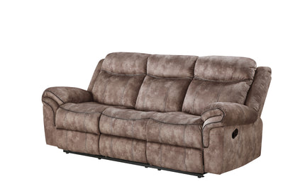Zubaida - Two Tone Velvet Recliner Sofa With USB Port Drop Down Table - Chocolate