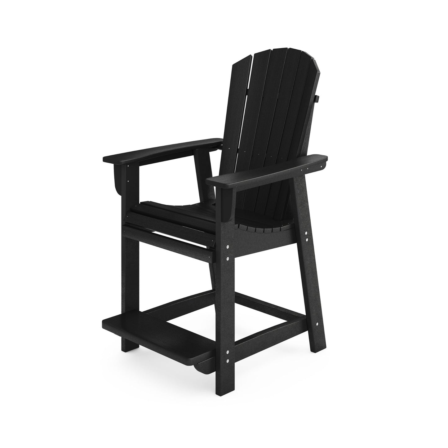 Adirondack Style Counter Chair Stylish HDPE Poly Lumber For Dining, Patio, And Garden Comfort - Black