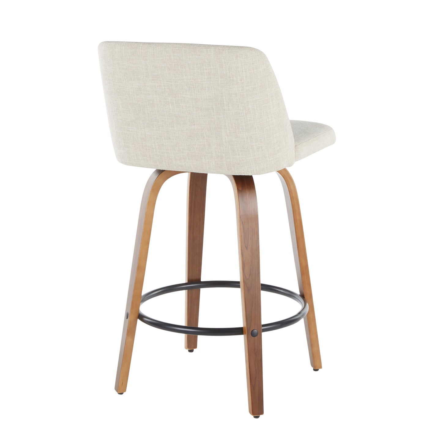 Toriano - Mid-Century Modern Counter Stool (Set of 2) - Cream / Walnut
