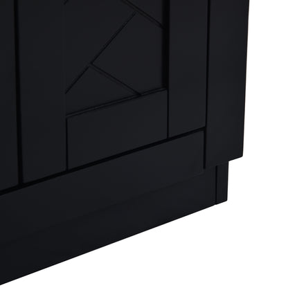 Bathroom Vanity With Ceramic Sink Combo, Frame Bathroom Storage Cabinet, Freestanding Vanity Set With 3 Drawers & Soft Closing Doors - Black