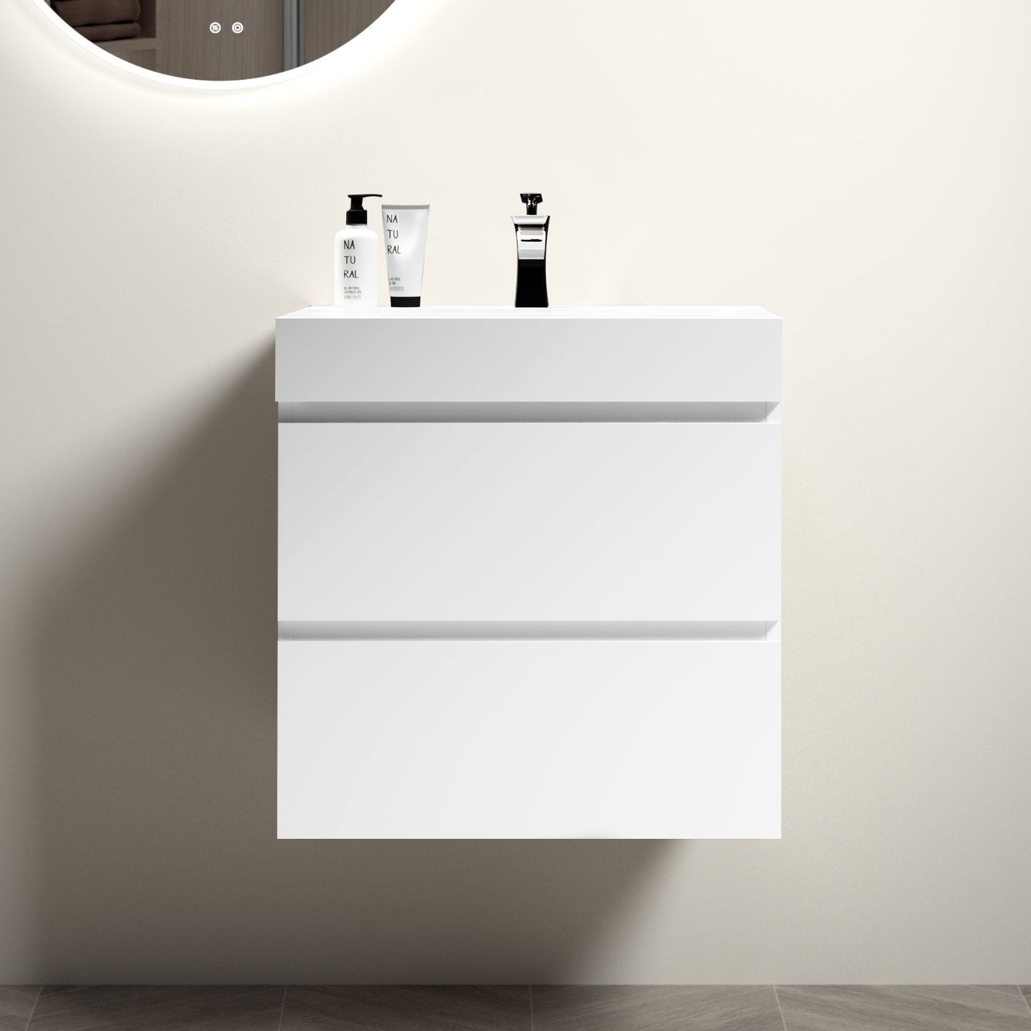 Alice - 24" Bathroom Vanity With Sink, Large Storage Wall Mounted Floating Bathroom Vanity For Modern Bathroom, One-Piece Sink Basin Without Drain And Faucet - White