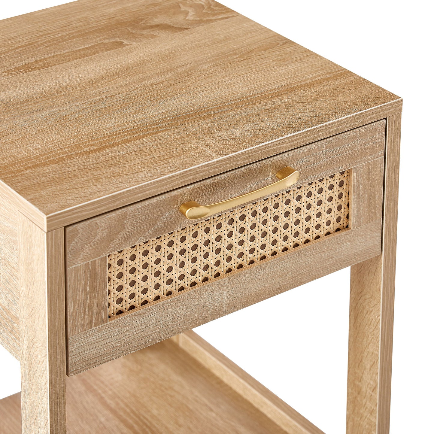 15.75" Rattan End Table With Drawer, Modern Nightstand, Side Table For Living Room, Bedroom - Natural