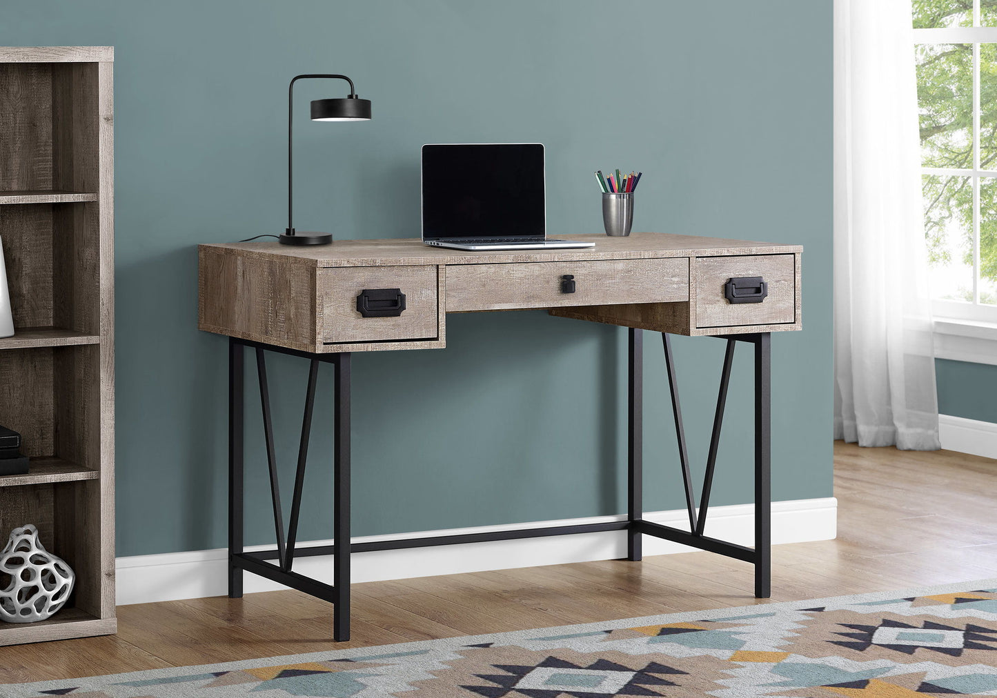 Computer Desk For Home Office, Laptop, Storage Drawers, Transitional - Taupe