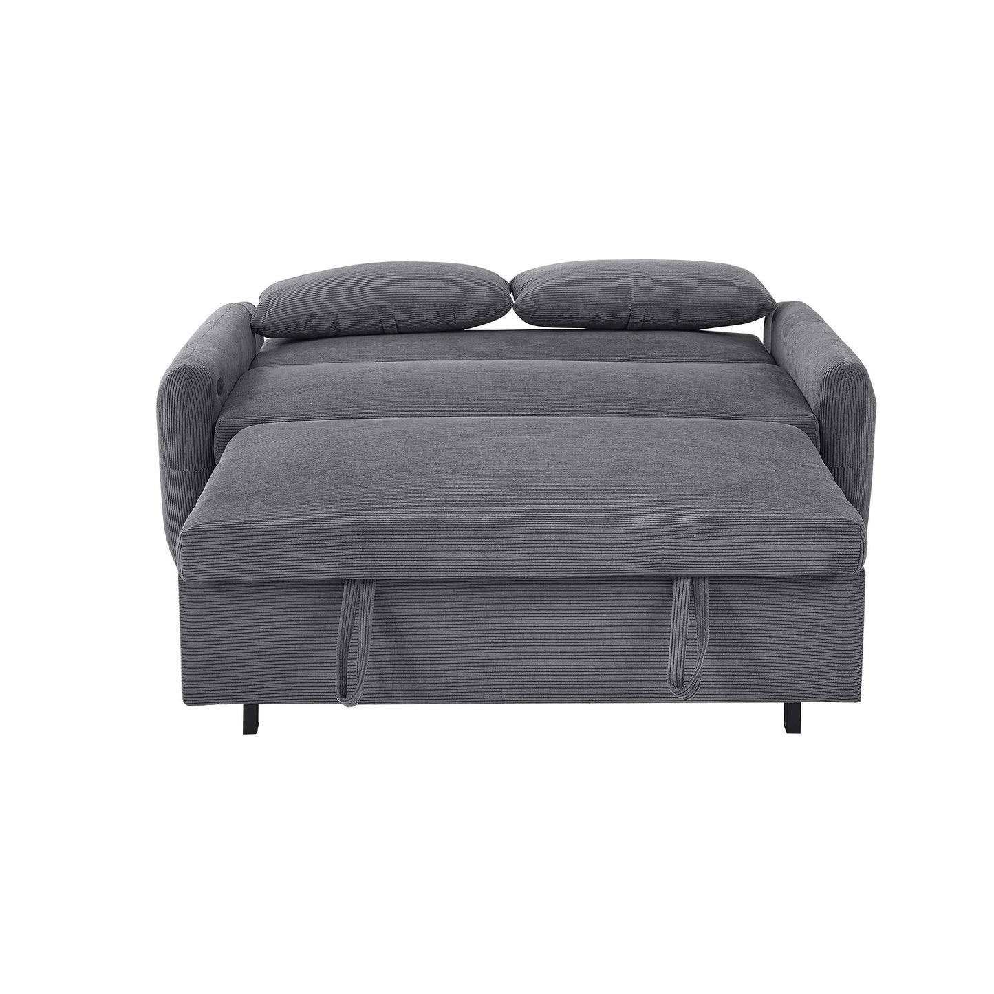 Pull Out Sofa Bed Convertible Couch 2 Seat Loveseat Sofa Modern Sleeper Sofa With 2 Throw Pillows And USB Ports For Living Room - Dark Gray