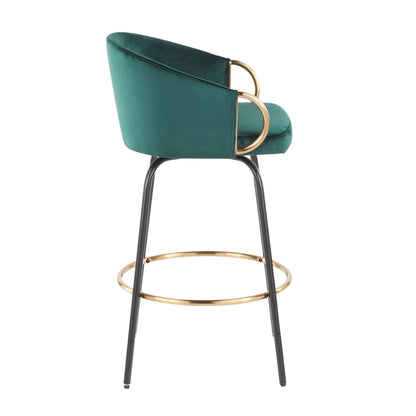 Claire - Contemporary / Glam Counter Stool (Set of 2) - Black / Emerald Green