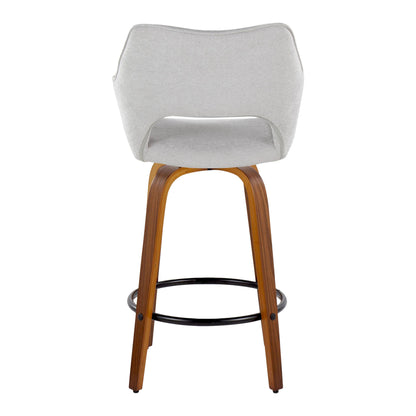 Mustang - Contemporary Fixed Height Counter Stool With Swivel With Round Footrest (Set of 2) - Walnut / Gray