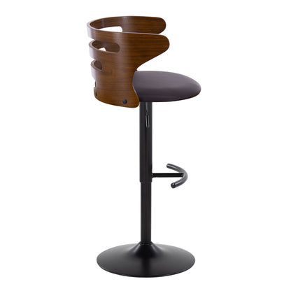 Cosi - Mid-Century Modern Adjustable Barstool With Swivel With Rounded T Footrest (Set of 2) - Black / Walnut / Brown