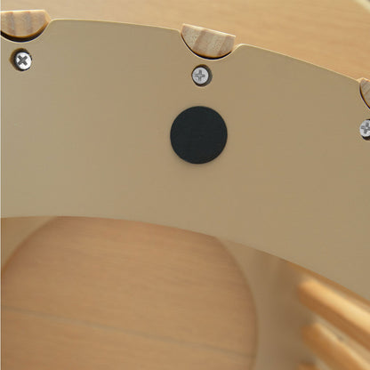 Modern Round Coffee Table With Grille Molding For Living Room, Bedroom, Or Balcony - Oak