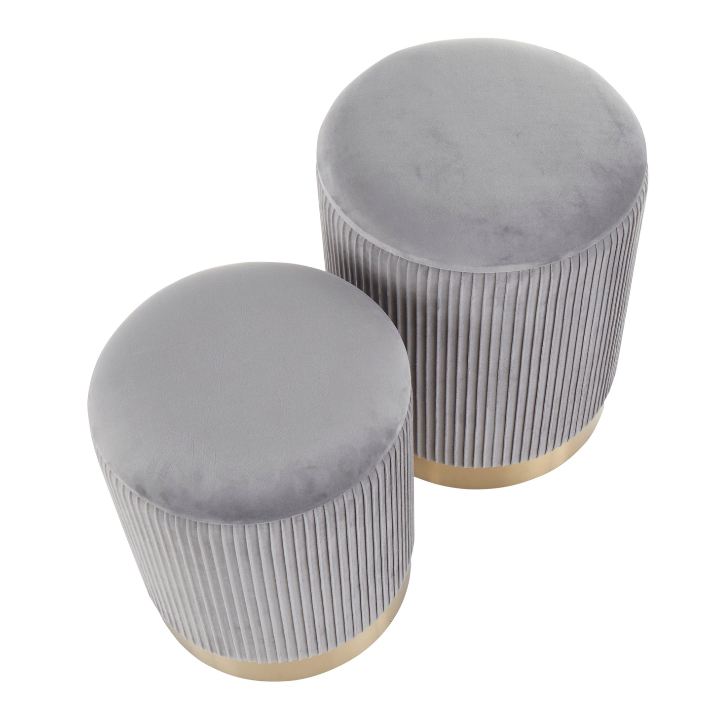 Marla - Contemporary Nesting Pleated Ottoman Set - Gold / Gray