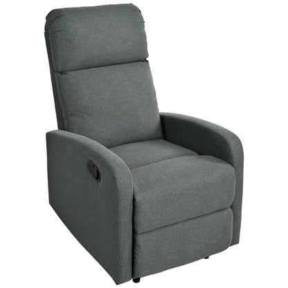 Modern Manual Recliner, Home Theater Chair With Adjustable Backrest For Living Room - Charcoal