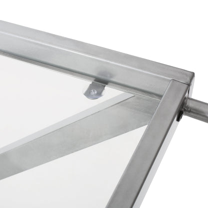 Modern Z Shaped Bar Cart With Tempered Glass Shelves - Silver