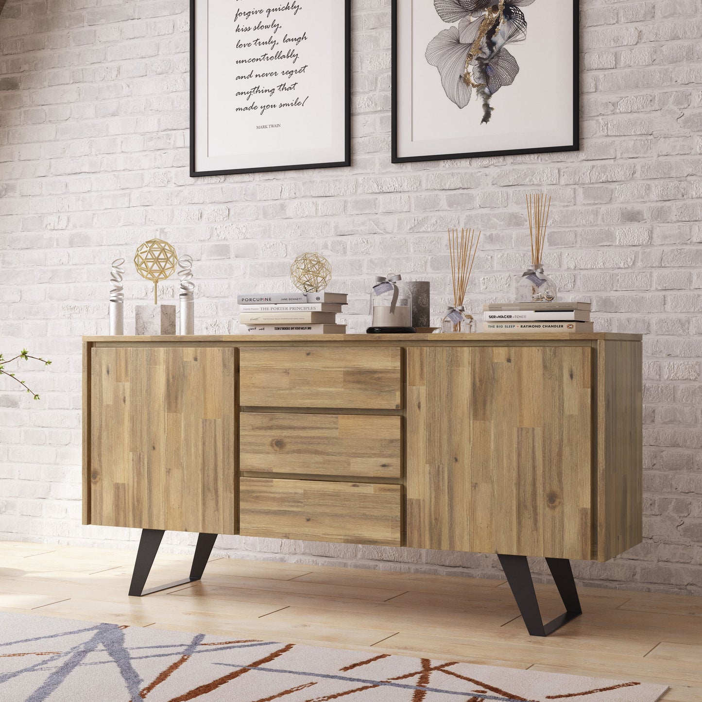 Lowry - Sideboard Buffet - Distressed Golden Wheat