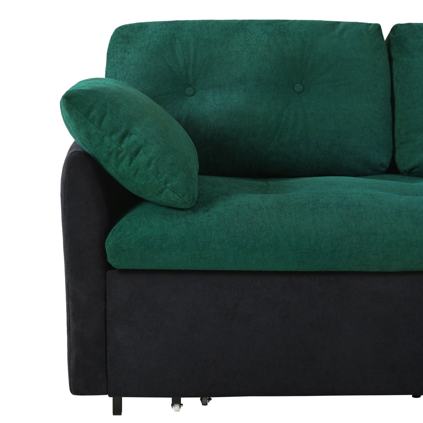 Modern Convertible Sleeper Sofa Bed With Pull Out Queen Design, Side Storage & Thick Cushions Chenille Loveseat For Living Room Or Bedroom 3 In 1 Function - Green