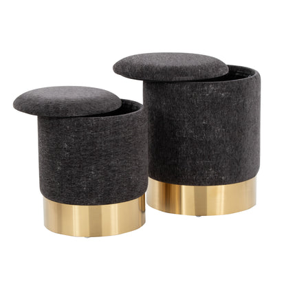 Marla - Contemporary Nesting Ottoman Set - Gold / Black