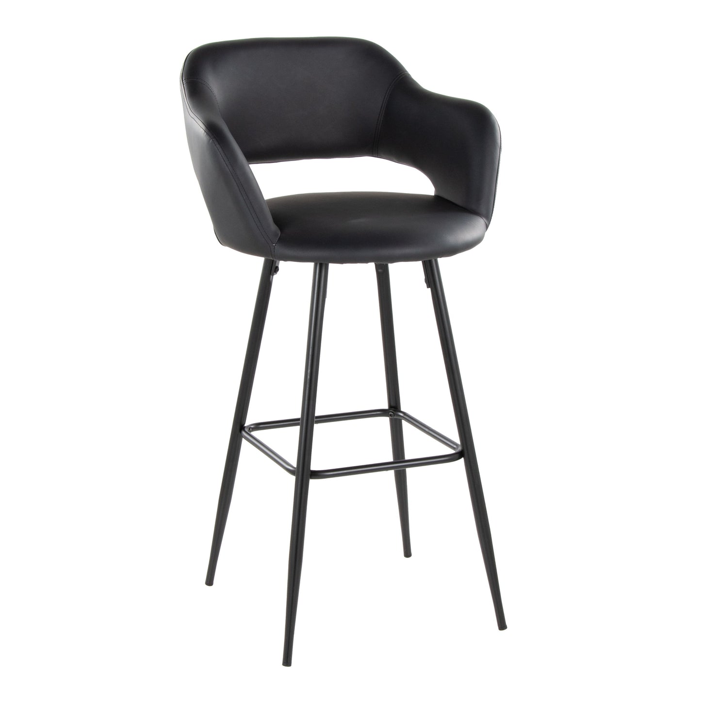 Margarite - Contemporary Fixed Height BarStool With Square Footrest (Set of 2) - Black