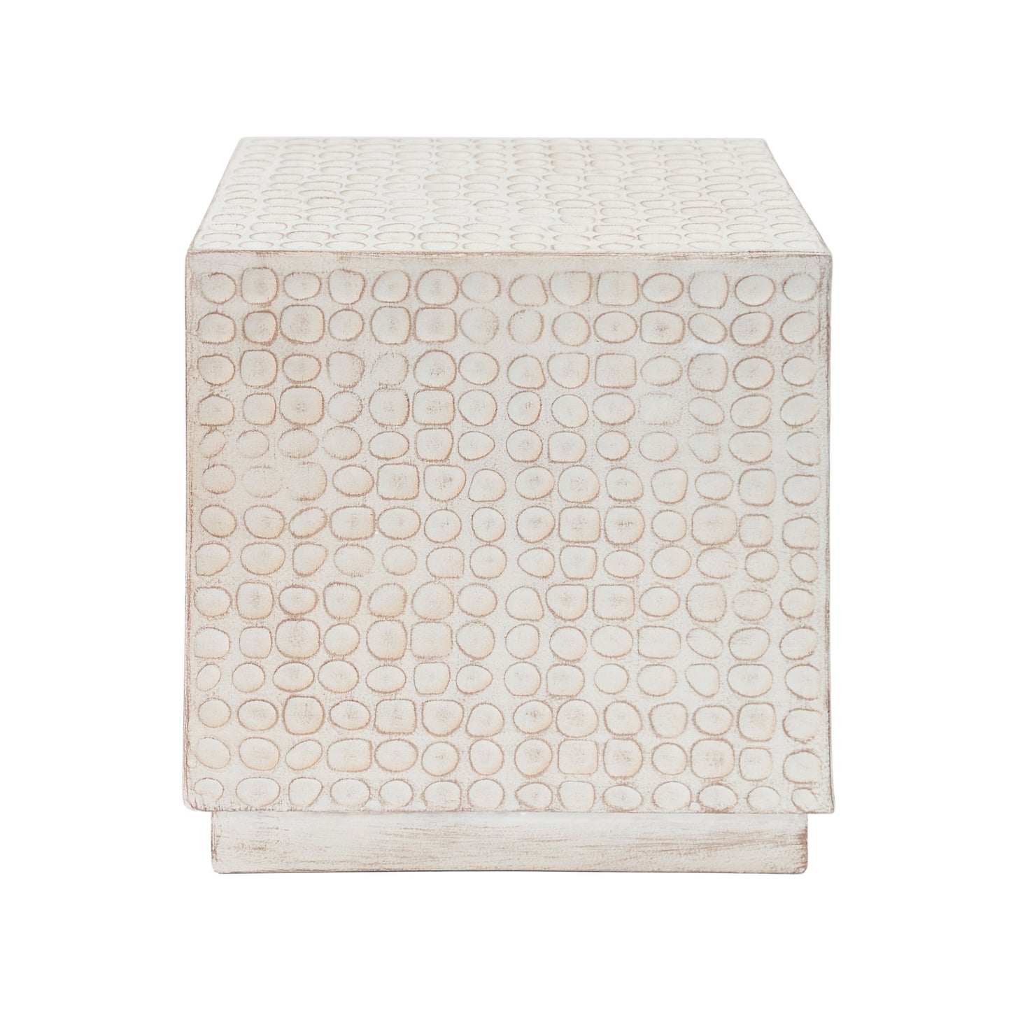 Chic Modern Mgo Cube Side Table With Fluted Design - Antique Brown