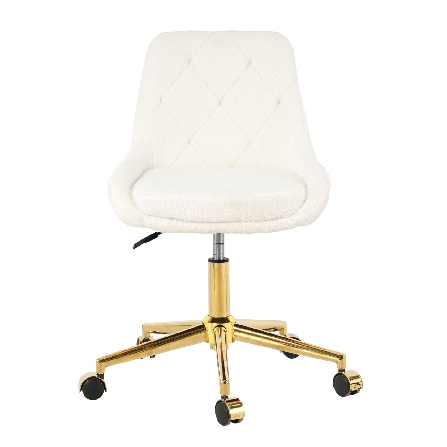 Modern Teddy Fleece Fabric Dining Chair With Gold Legs, Soft And Comfortable, Adjustable, Space Saving - Beige