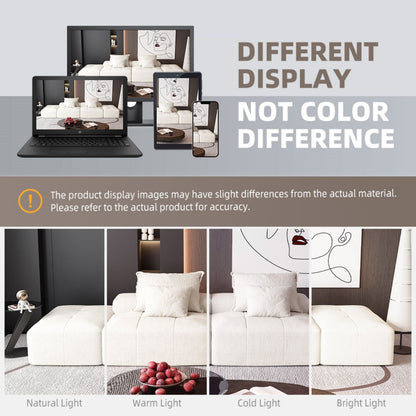 Modern Oversized Modular Sectional Sofa With 2 Ottoman And 2 Seat, Sparkling Chenille Fabric Soft Cushion Sofa With 4 Pillows, 4 Pieces Diy Combination Tufted Sofa, No Assembly Required - Beige