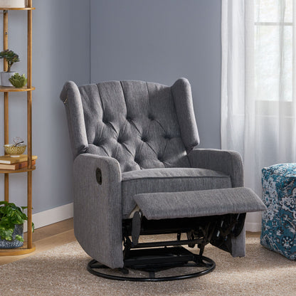 Classic Design, Manual Recliner Chair With 360 Degree Swivel - Charcoal