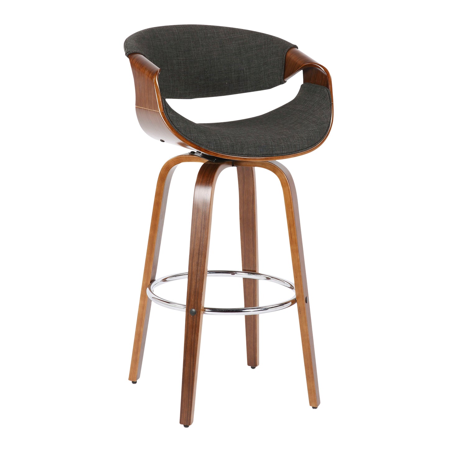 Curvini - Mid-Century Modern Barstool (Set of 2) - Walnut / Charcoal