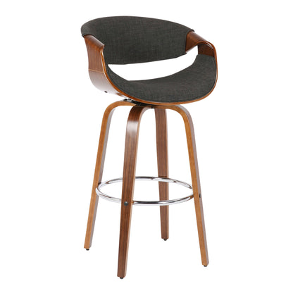 Curvini - Mid-Century Modern Barstool (Set of 2) - Walnut / Charcoal